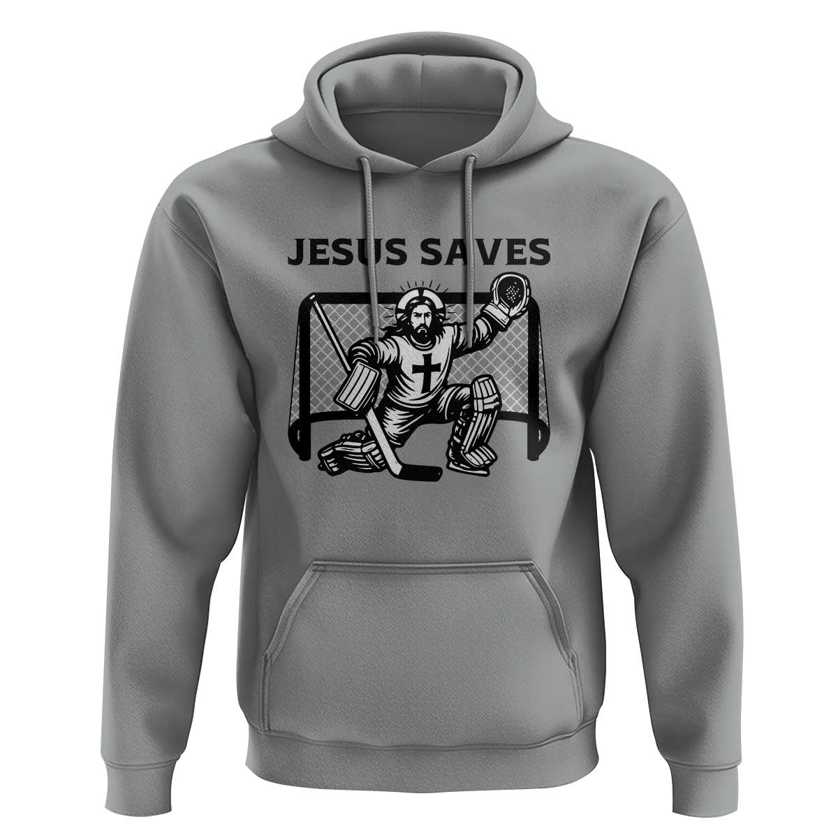 Funny Religious Ice Hockey Goalie Gift Hoodie Jesus Saves - Wonder Print Shop