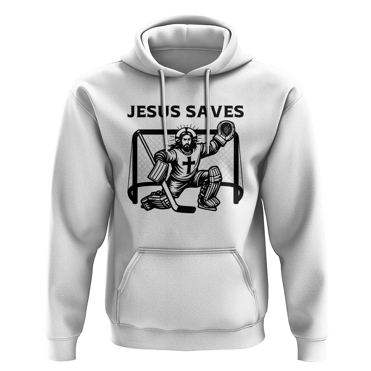 Funny Religious Ice Hockey Goalie Gift Hoodie Jesus Saves - Wonder Print Shop