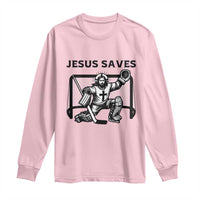 Funny Religious Ice Hockey Goalie Gift Long Sleeve Shirt Jesus Saves - Wonder Print Shop