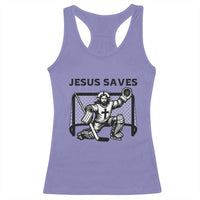 Funny Religious Ice Hockey Goalie Gift Racerback Tank Top Jesus Saves - Wonder Print Shop