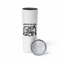 Funny Religious Ice Hockey Goalie Gift Skinny Tumbler Jesus Saves - Wonder Print Shop