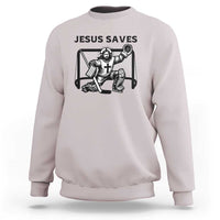 Funny Religious Ice Hockey Goalie Gift Sweatshirt Jesus Saves - Wonder Print Shop