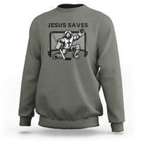 Funny Religious Ice Hockey Goalie Gift Sweatshirt Jesus Saves - Wonder Print Shop