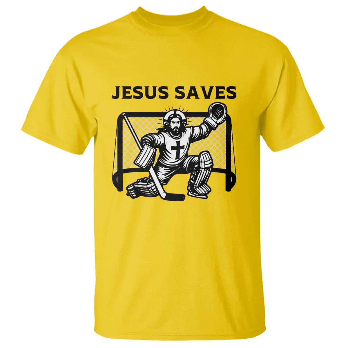 Funny Religious Ice Hockey Goalie Gift T Shirt Jesus Saves - Wonder Print Shop
