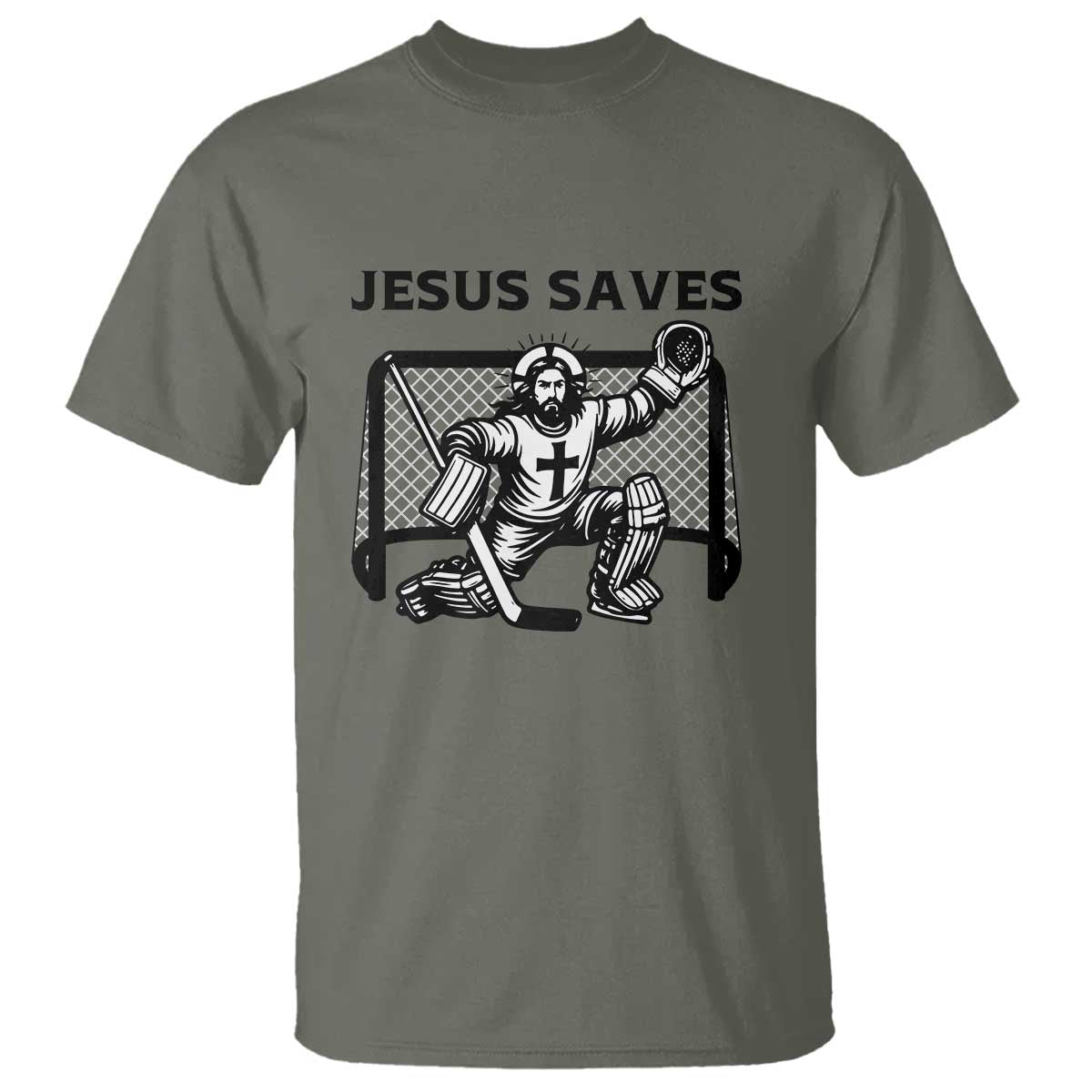 Funny Religious Ice Hockey Goalie Gift T Shirt Jesus Saves - Wonder Print Shop