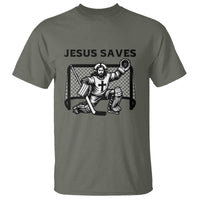 Funny Religious Ice Hockey Goalie Gift T Shirt Jesus Saves - Wonder Print Shop