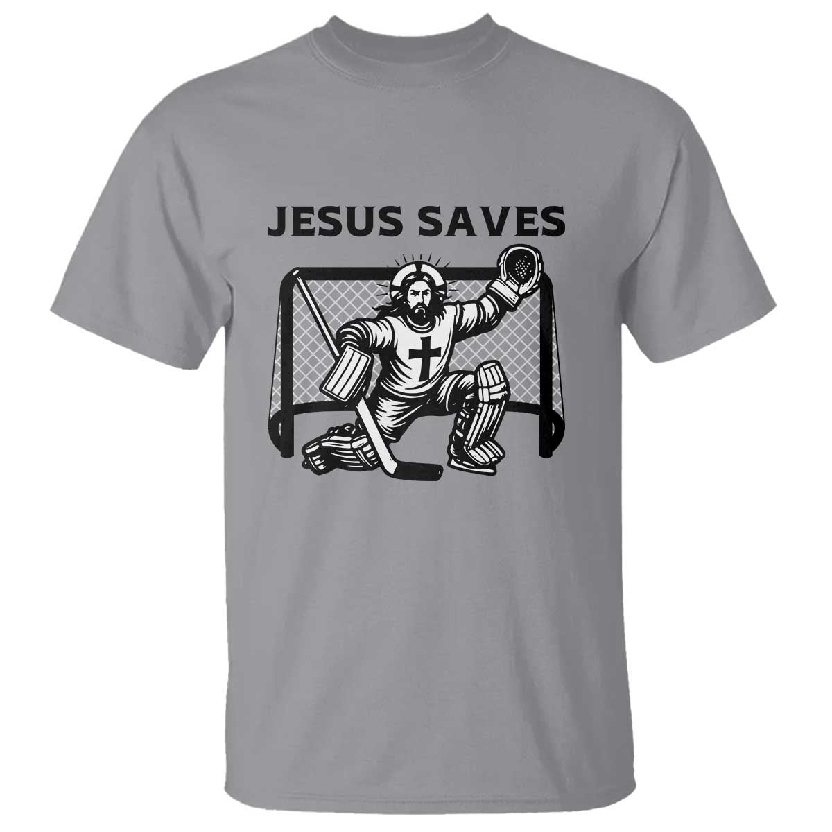 Funny Religious Ice Hockey Goalie Gift T Shirt Jesus Saves - Wonder Print Shop