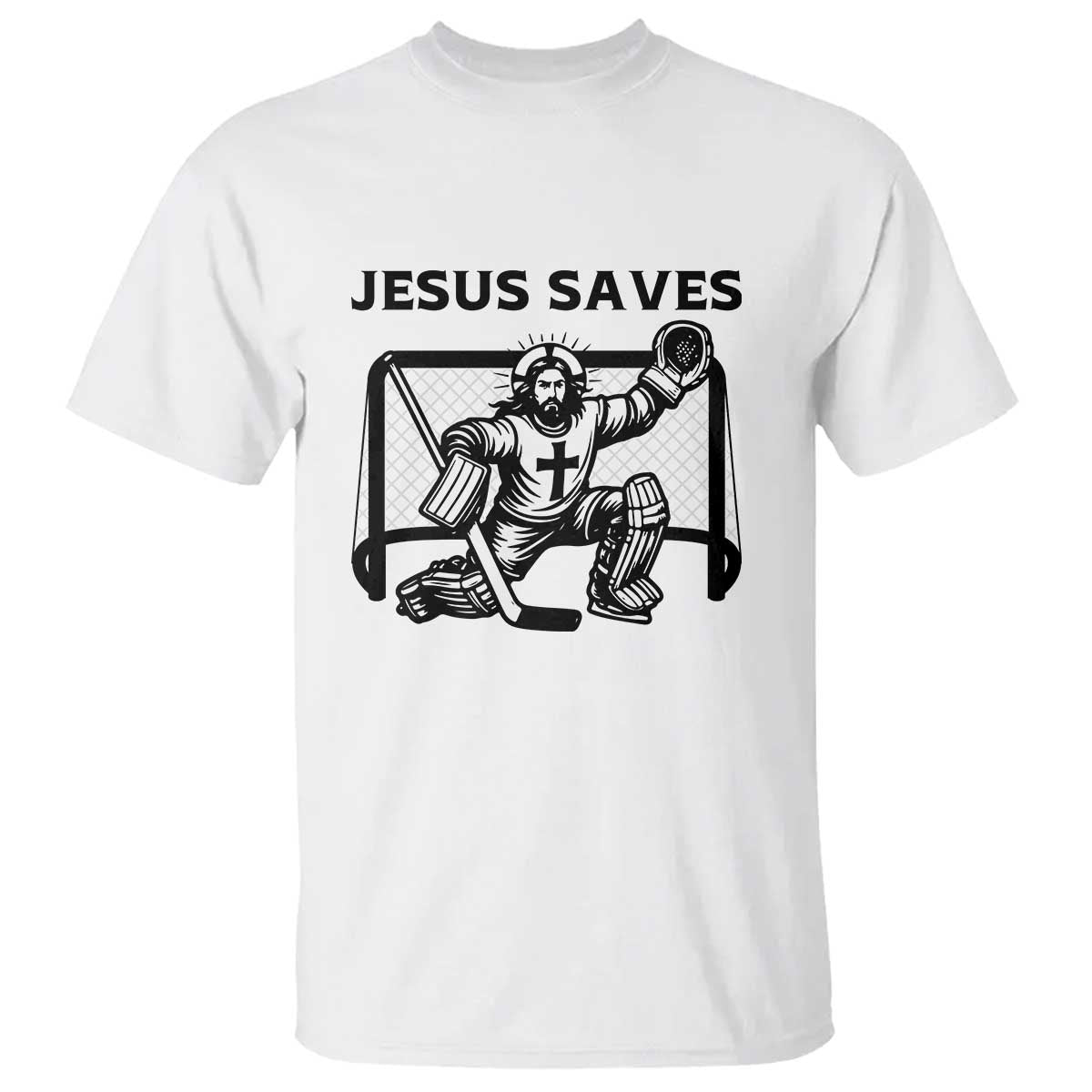 Funny Religious Ice Hockey Goalie Gift T Shirt Jesus Saves - Wonder Print Shop