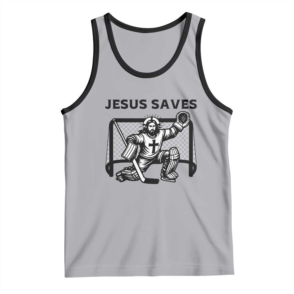 Funny Religious Ice Hockey Goalie Gift Tank Top Jesus Saves - Wonder Print Shop