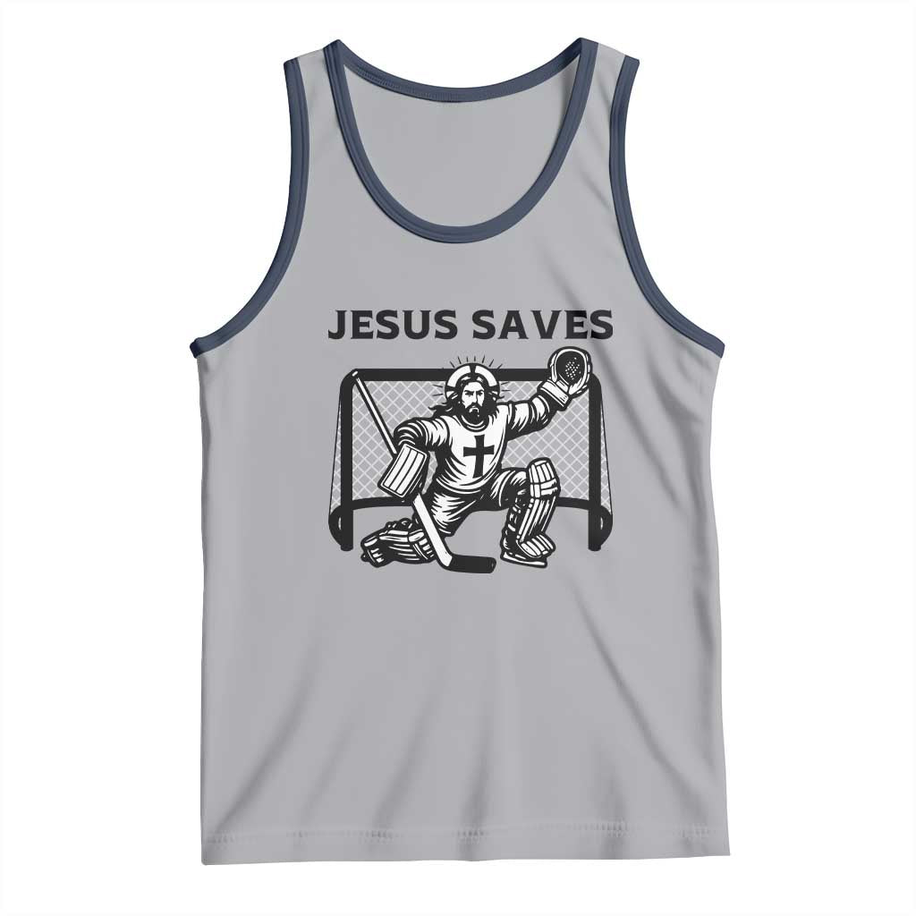 Funny Religious Ice Hockey Goalie Gift Tank Top Jesus Saves - Wonder Print Shop