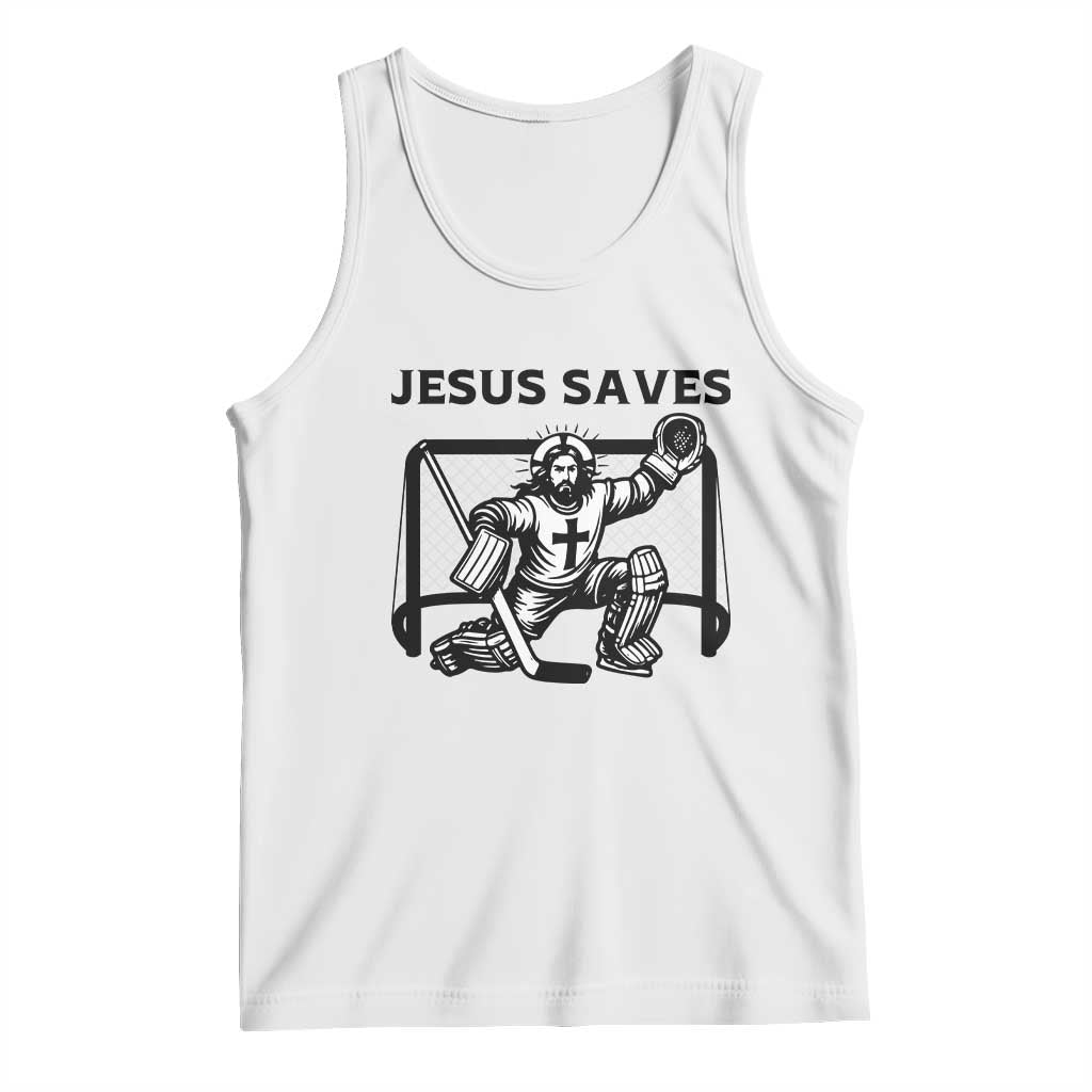 Funny Religious Ice Hockey Goalie Gift Tank Top Jesus Saves - Wonder Print Shop
