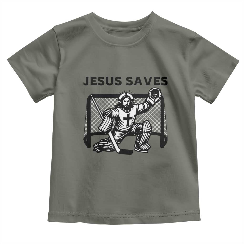 Funny Religious Ice Hockey Goalie Gift Toddler T Shirt Jesus Saves - Wonder Print Shop