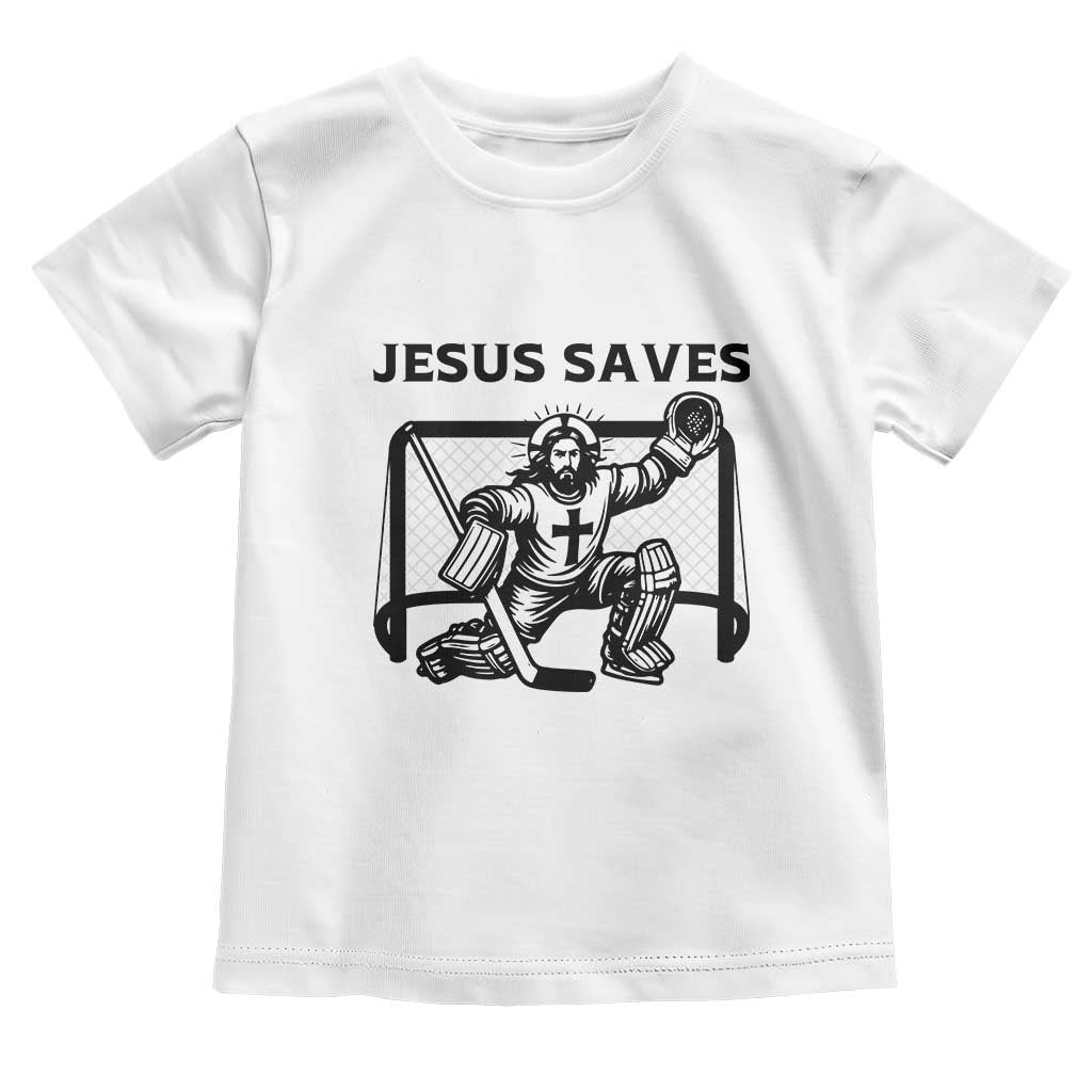 Funny Religious Ice Hockey Goalie Gift Toddler T Shirt Jesus Saves - Wonder Print Shop