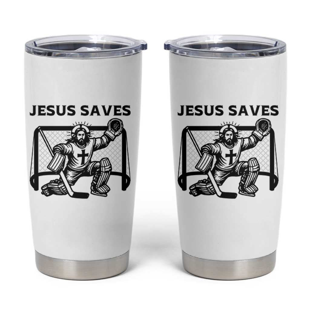 Funny Religious Ice Hockey Goalie Gift Tumbler Cup Jesus Saves - Wonder Print Shop