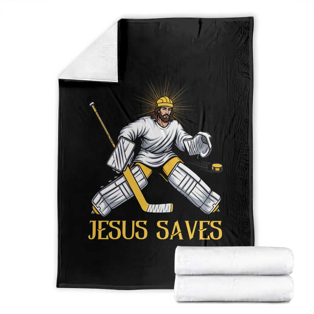 Jesus Saves Throw Blanket Funny Christian Ice Hockey Goalie Gift - Wonder Print Shop