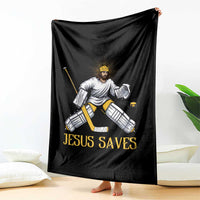 Jesus Saves Throw Blanket Funny Christian Ice Hockey Goalie Gift - Wonder Print Shop