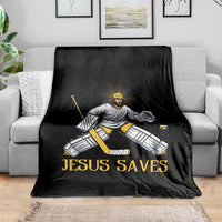 Jesus Saves Throw Blanket Funny Christian Ice Hockey Goalie Gift - Wonder Print Shop