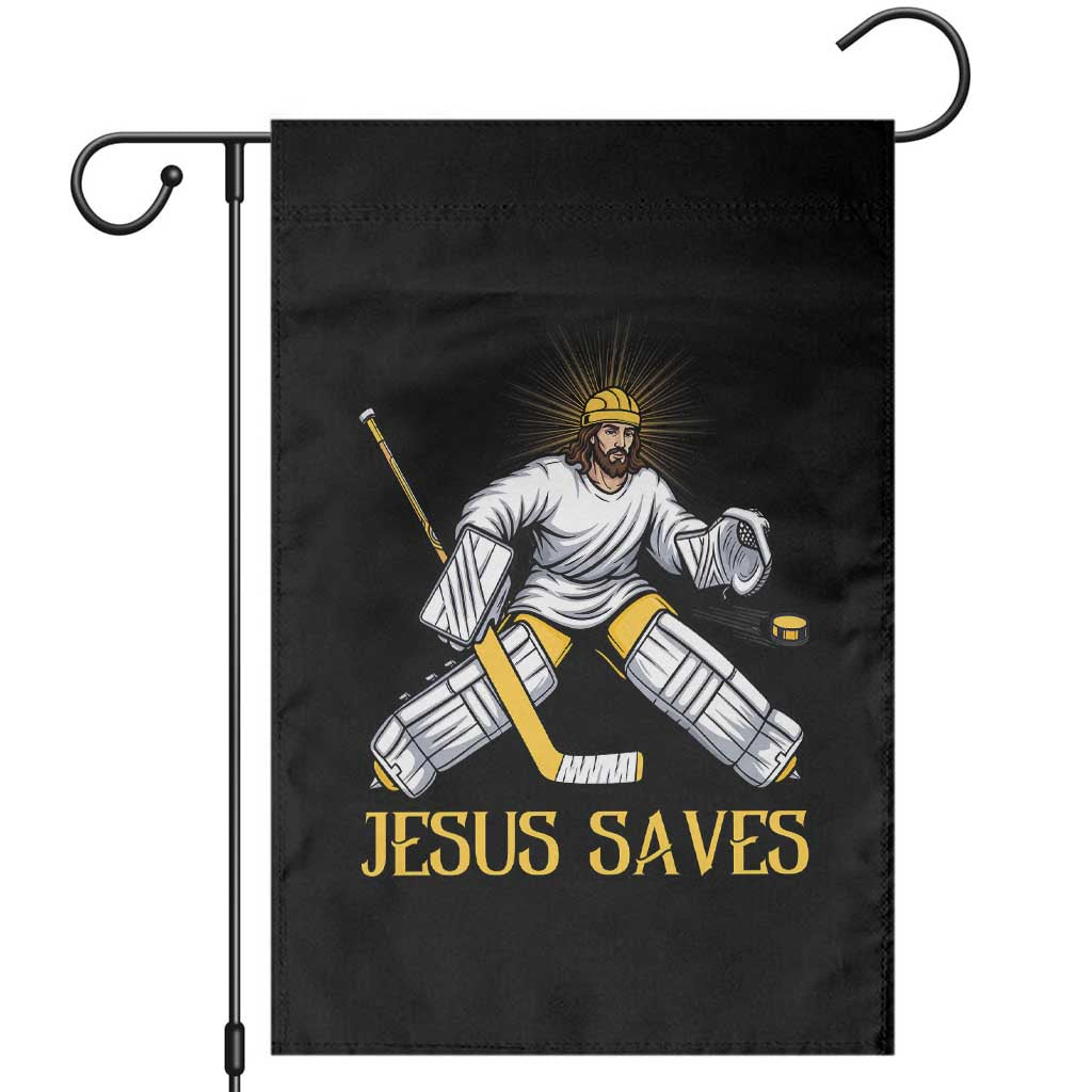 Jesus Saves Garden Flag Funny Christian Ice Hockey Goalie Gift - Wonder Print Shop