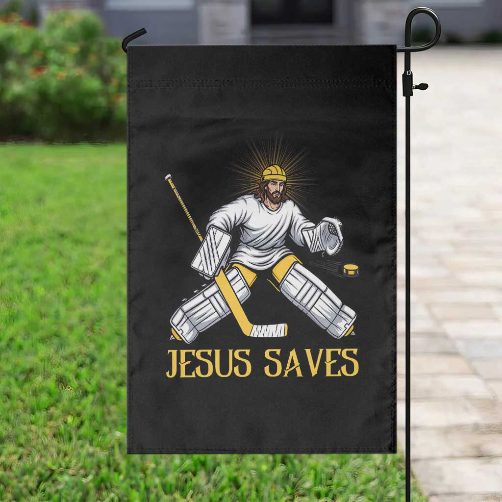 Jesus Saves Garden Flag Funny Christian Ice Hockey Goalie Gift - Wonder Print Shop