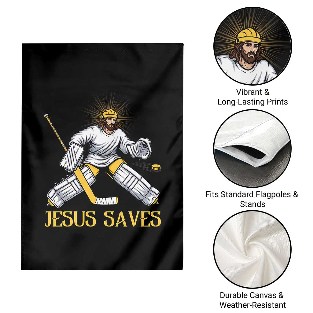 Jesus Saves Garden Flag Funny Christian Ice Hockey Goalie Gift - Wonder Print Shop