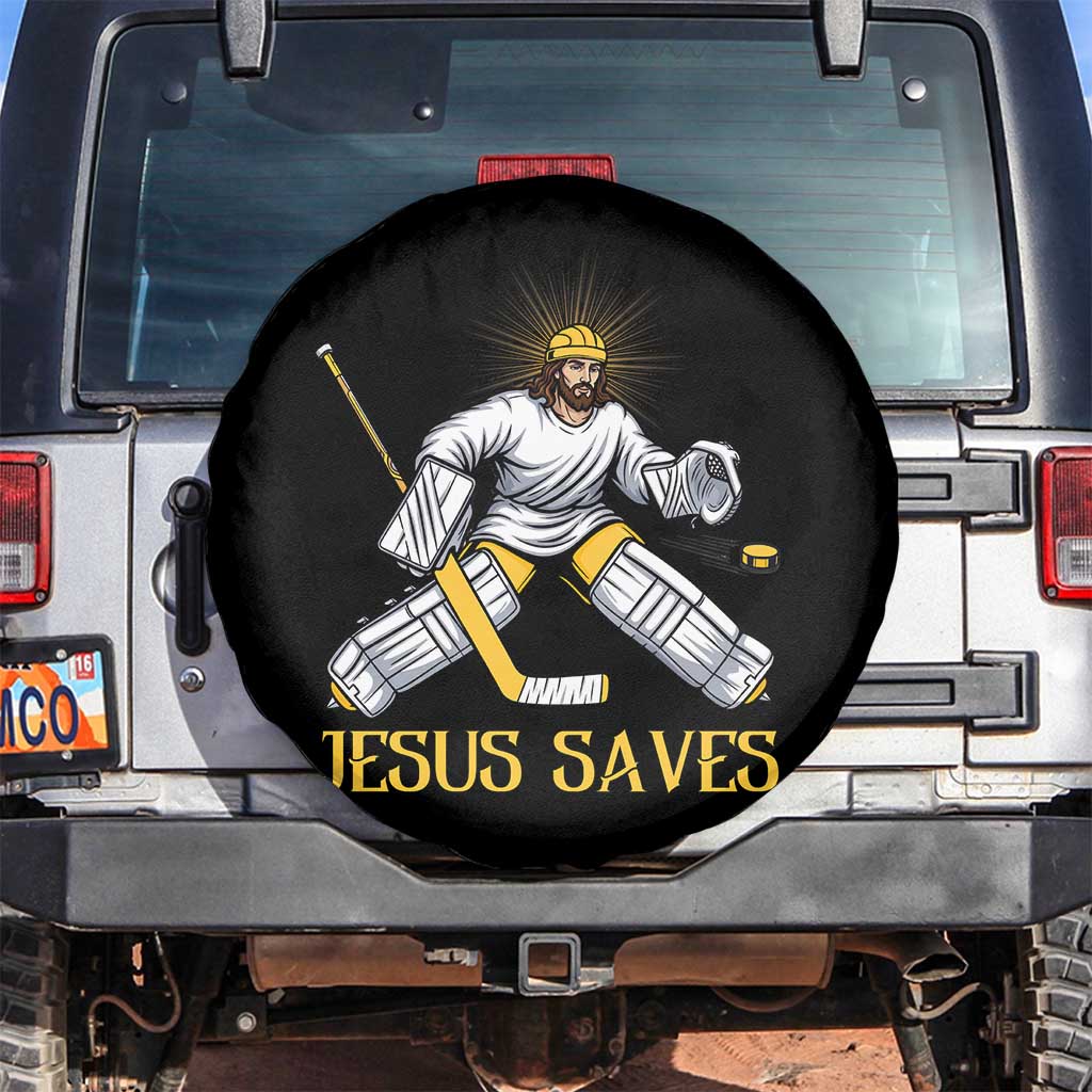 Jesus Saves Spare Tire Cover Funny Christian Ice Hockey Goalie Gift - Wonder Print Shop