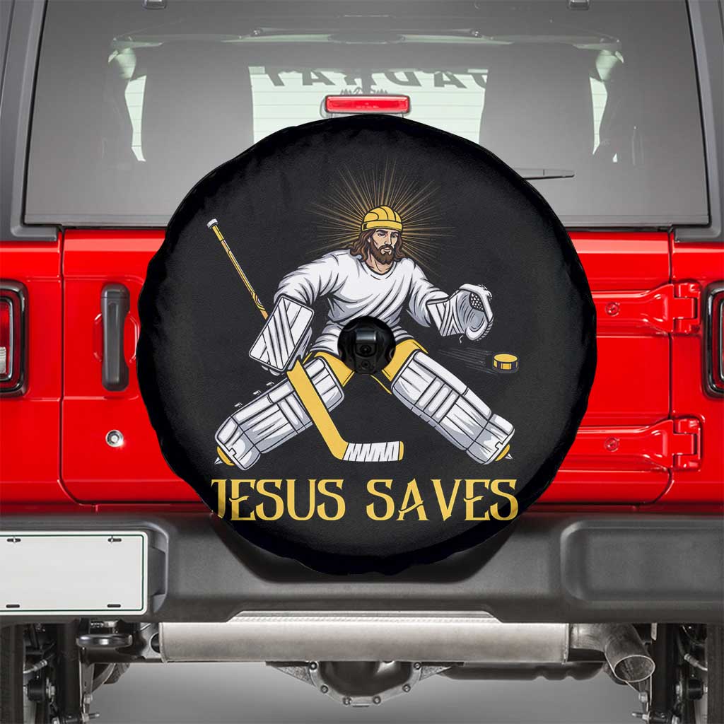 Jesus Saves Spare Tire Cover Funny Christian Ice Hockey Goalie Gift - Wonder Print Shop