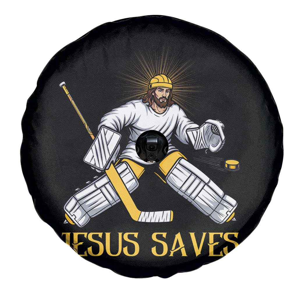 Jesus Saves Spare Tire Cover Funny Christian Ice Hockey Goalie Gift - Wonder Print Shop