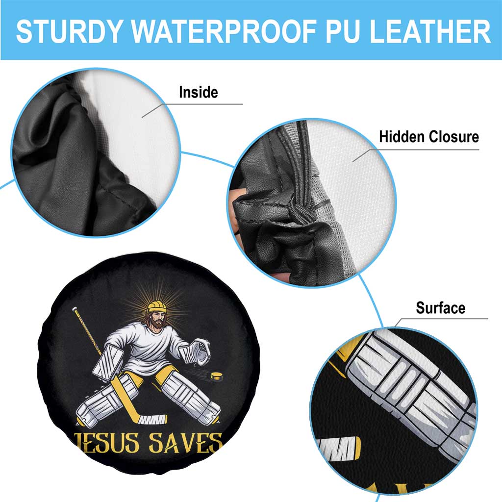 Jesus Saves Spare Tire Cover Funny Christian Ice Hockey Goalie Gift - Wonder Print Shop