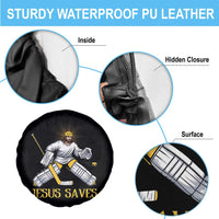 Jesus Saves Spare Tire Cover Funny Christian Ice Hockey Goalie Gift - Wonder Print Shop