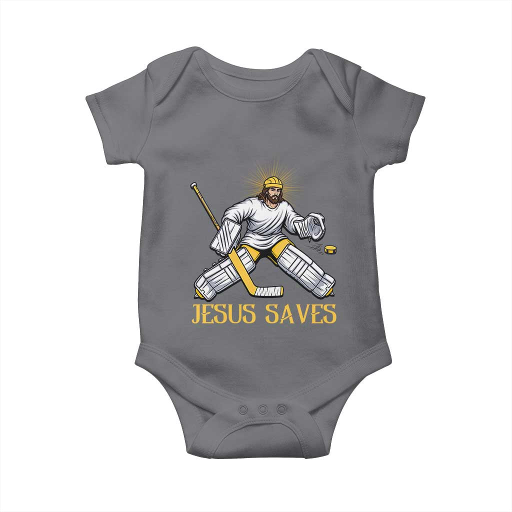 Jesus Saves Baby Onesie Funny Christian Ice Hockey Goalie Gift - Wonder Print Shop