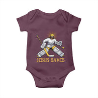 Jesus Saves Baby Onesie Funny Christian Ice Hockey Goalie Gift - Wonder Print Shop