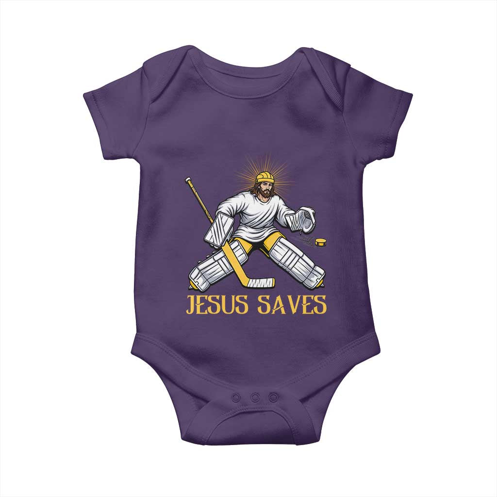 Jesus Saves Baby Onesie Funny Christian Ice Hockey Goalie Gift - Wonder Print Shop