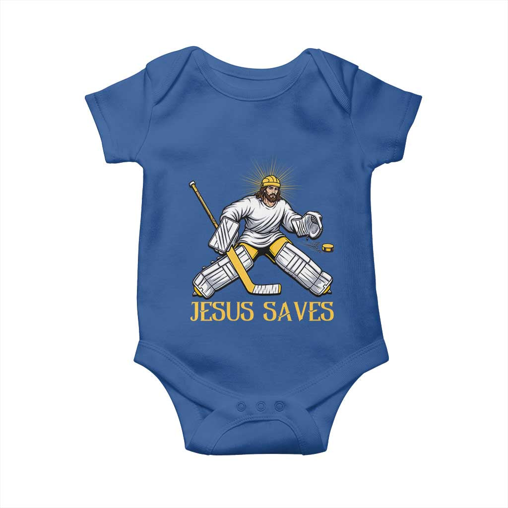 Jesus Saves Baby Onesie Funny Christian Ice Hockey Goalie Gift - Wonder Print Shop