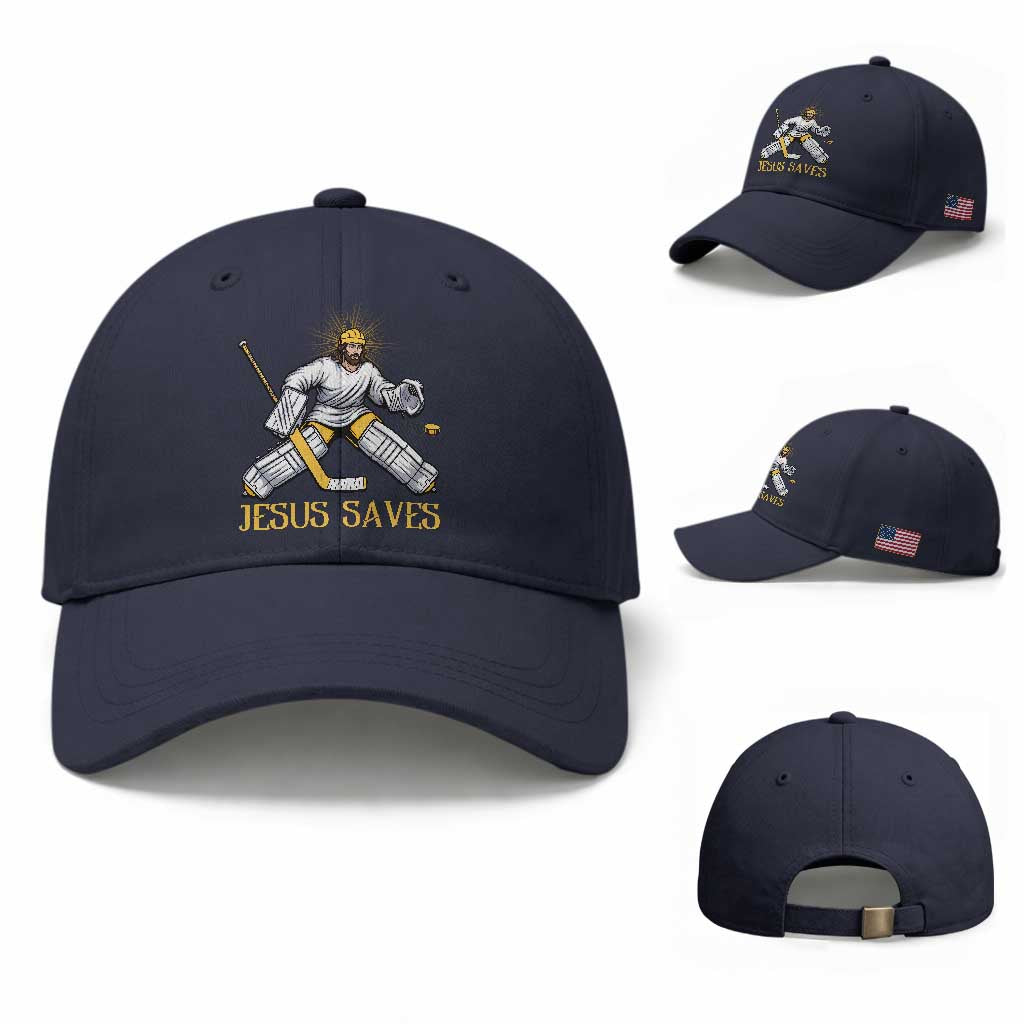 Jesus Saves Baseball Cap Funny Christian Ice Hockey Goalie Gift