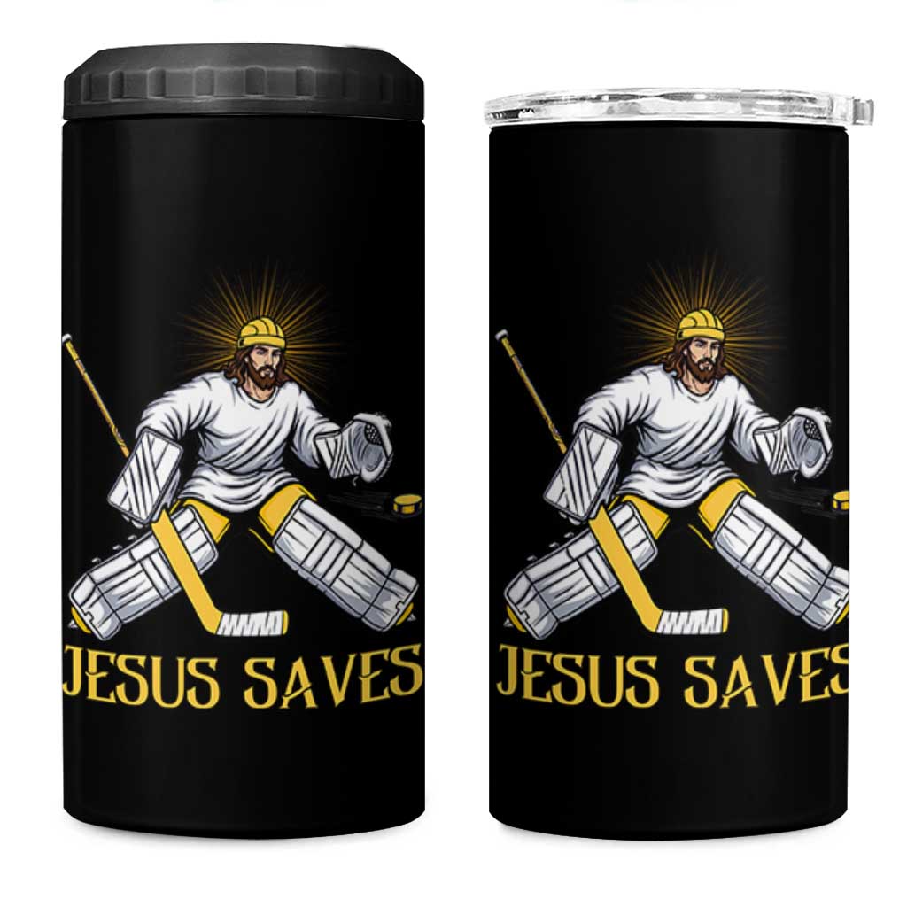 Jesus Saves 4 in 1 Can Cooler Tumbler Funny Christian Ice Hockey Goalie Gift - Wonder Print Shop
