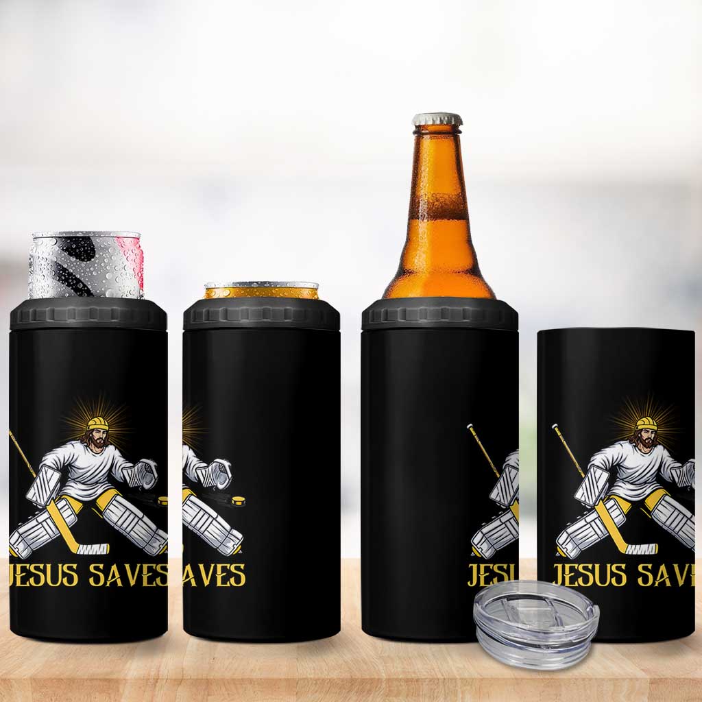 Jesus Saves 4 in 1 Can Cooler Tumbler Funny Christian Ice Hockey Goalie Gift - Wonder Print Shop