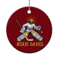 Jesus Saves Ceramic Ornament Funny Christian Ice Hockey Goalie Gift - Wonder Print Shop