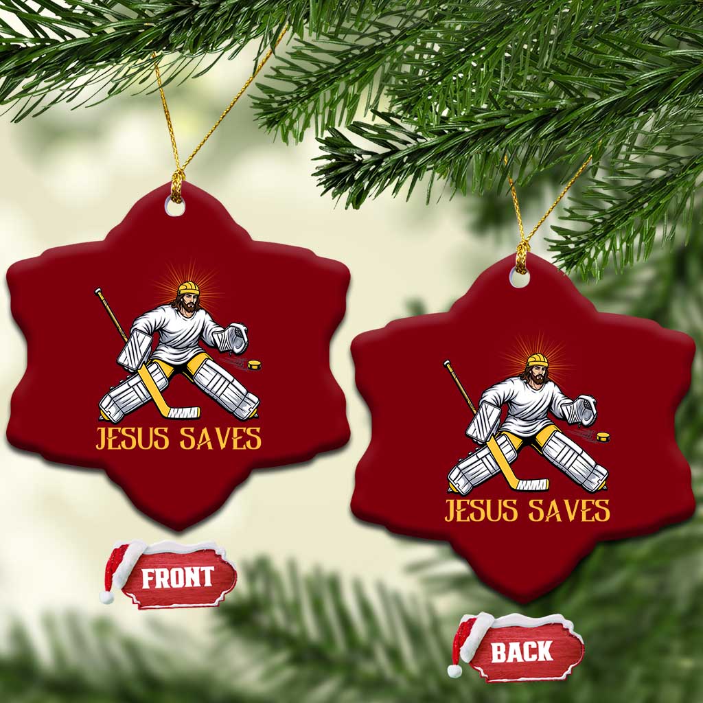 Jesus Saves Ceramic Ornament Funny Christian Ice Hockey Goalie Gift - Wonder Print Shop