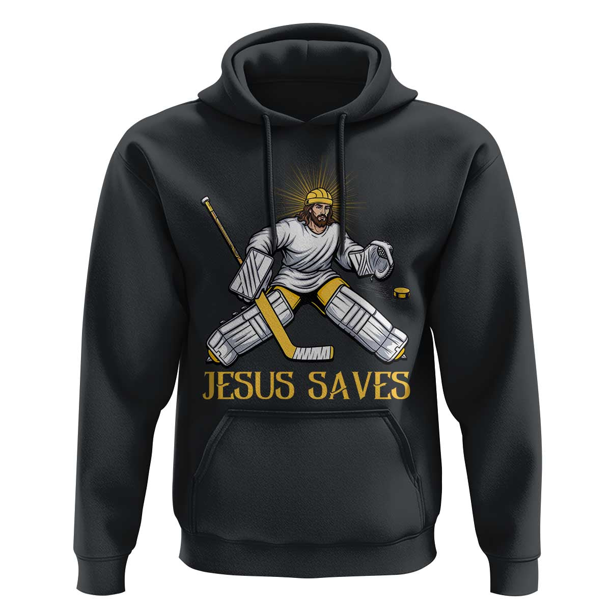 Jesus Saves Hoodie Funny Christian Ice Hockey Goalie Gift - Wonder Print Shop