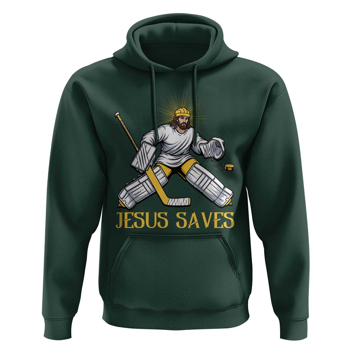 Jesus Saves Hoodie Funny Christian Ice Hockey Goalie Gift - Wonder Print Shop