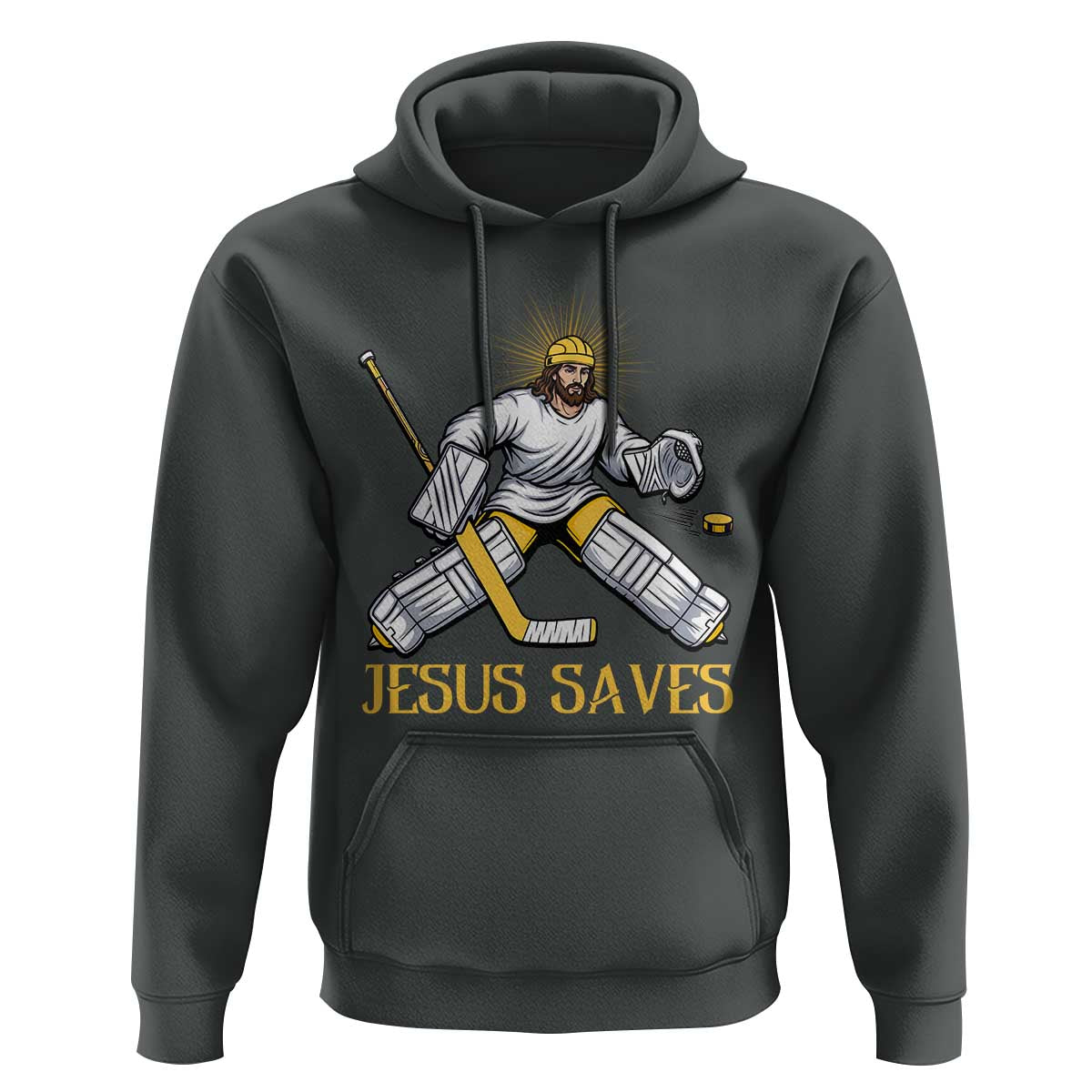 Jesus Saves Hoodie Funny Christian Ice Hockey Goalie Gift - Wonder Print Shop