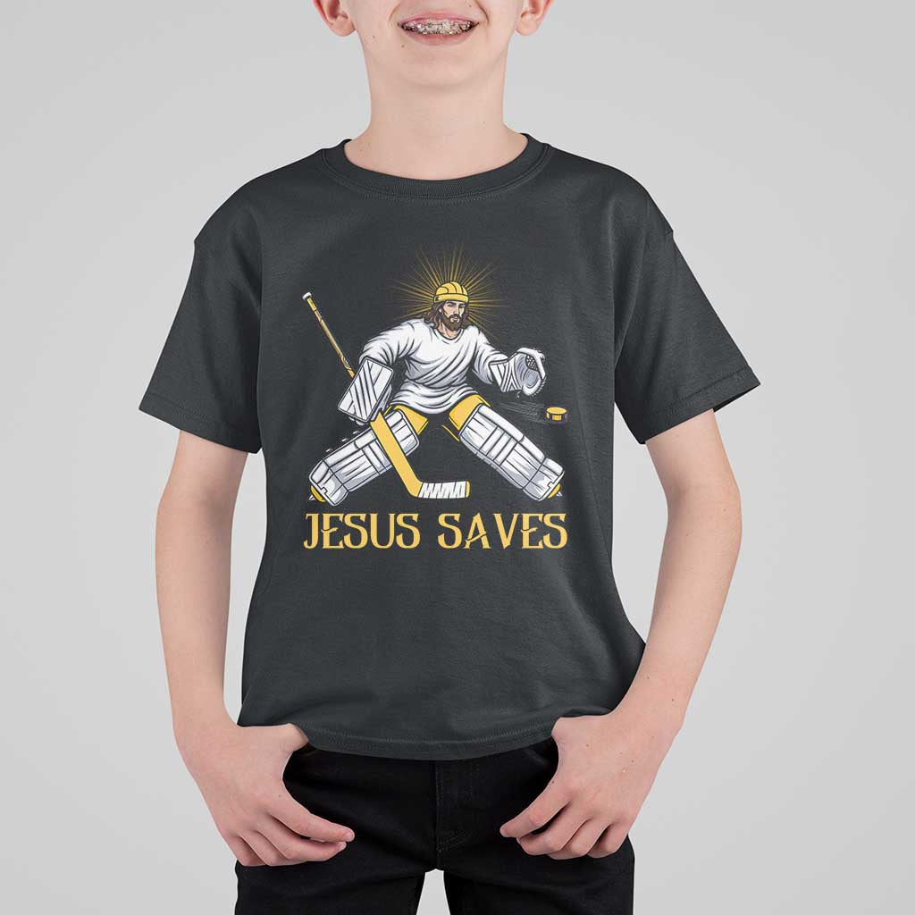 Jesus Saves T Shirt For Kid Funny Christian Ice Hockey Goalie Gift - Wonder Print Shop