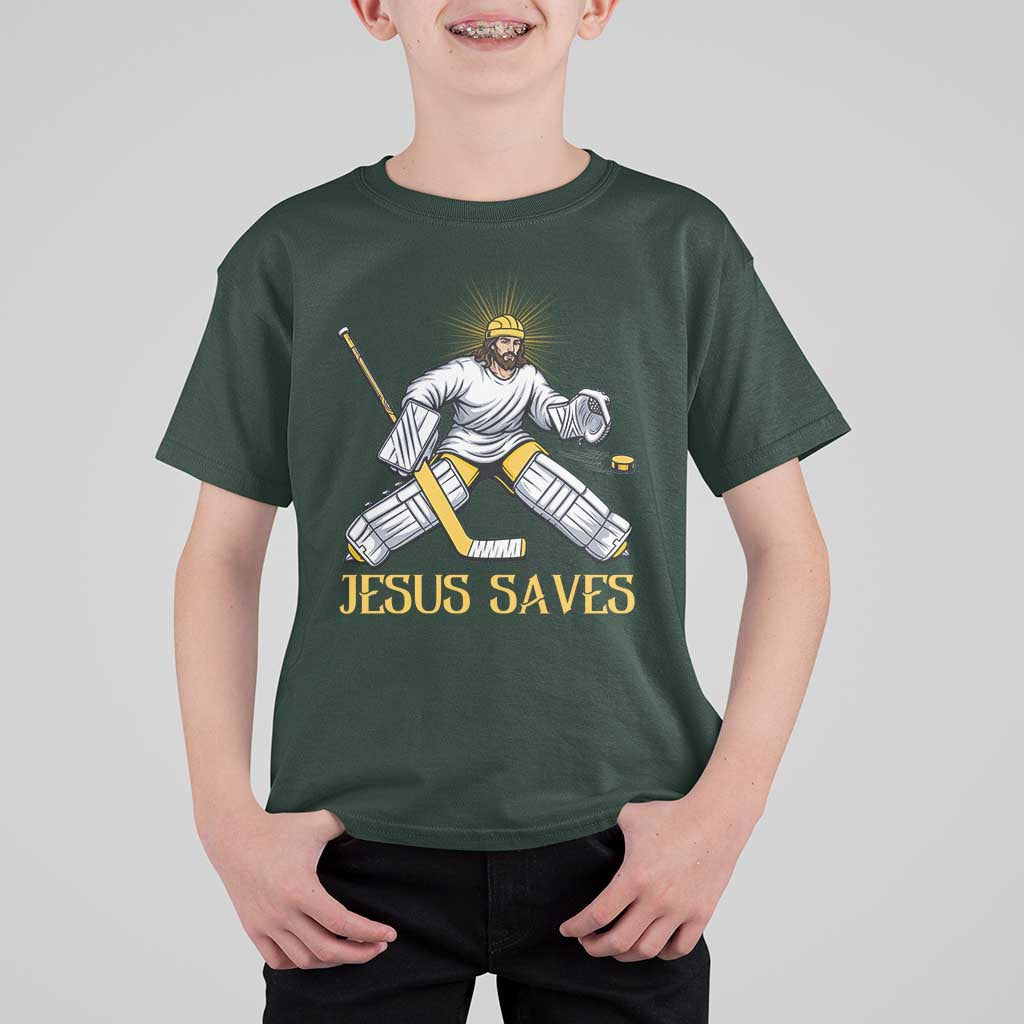 Jesus Saves T Shirt For Kid Funny Christian Ice Hockey Goalie Gift - Wonder Print Shop