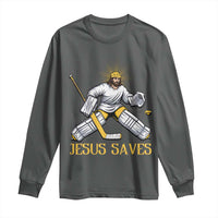 Jesus Saves Long Sleeve Shirt Funny Christian Ice Hockey Goalie Gift - Wonder Print Shop