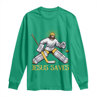 Jesus Saves Long Sleeve Shirt Funny Christian Ice Hockey Goalie Gift - Wonder Print Shop