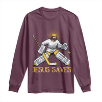 Jesus Saves Long Sleeve Shirt Funny Christian Ice Hockey Goalie Gift - Wonder Print Shop