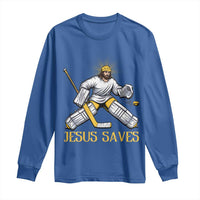 Jesus Saves Long Sleeve Shirt Funny Christian Ice Hockey Goalie Gift - Wonder Print Shop