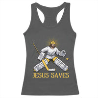 Jesus Saves Racerback Tank Top Funny Christian Ice Hockey Goalie Gift - Wonder Print Shop
