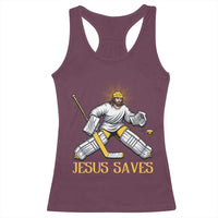 Jesus Saves Racerback Tank Top Funny Christian Ice Hockey Goalie Gift - Wonder Print Shop