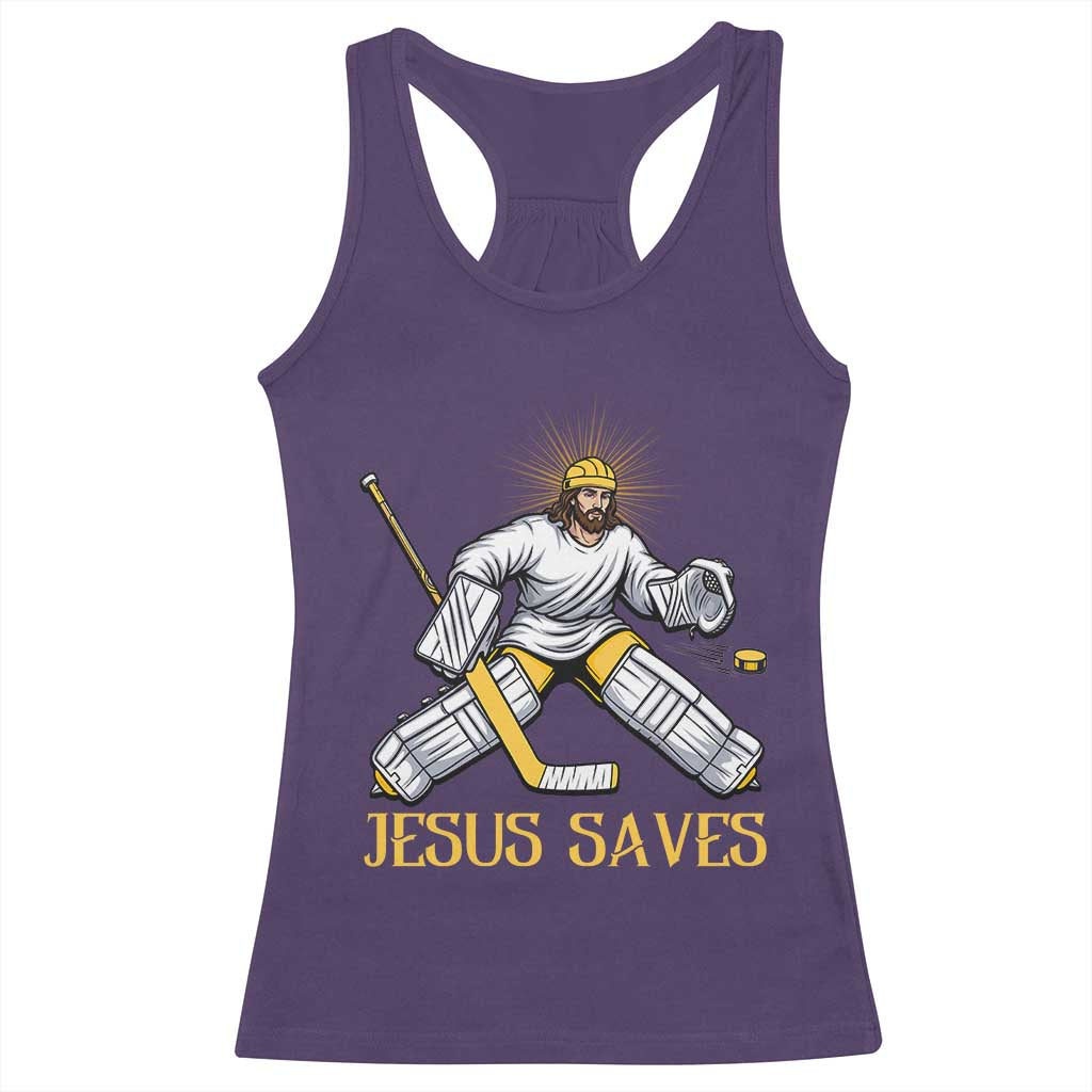 Jesus Saves Racerback Tank Top Funny Christian Ice Hockey Goalie Gift - Wonder Print Shop